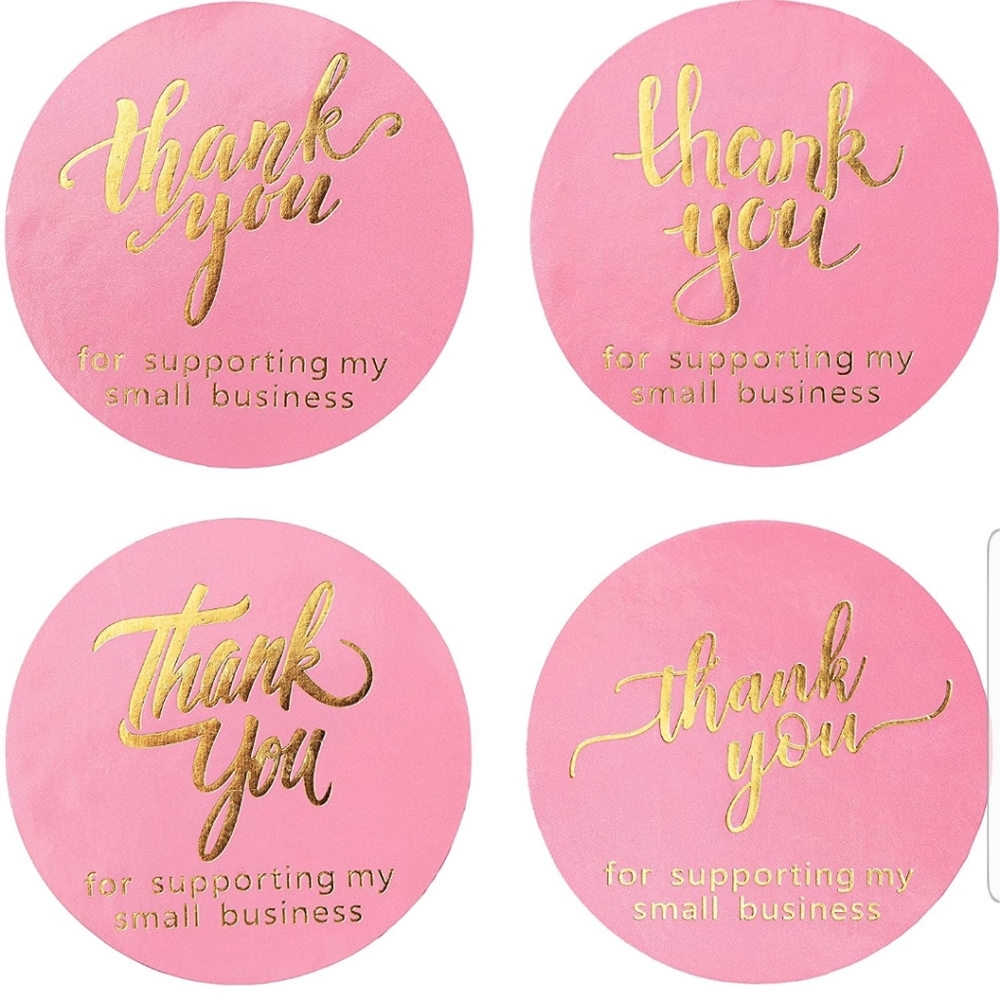 50 CT. 2 Inch Pink Thank you for supporting my small Business Stickers - Picture 4 of 9